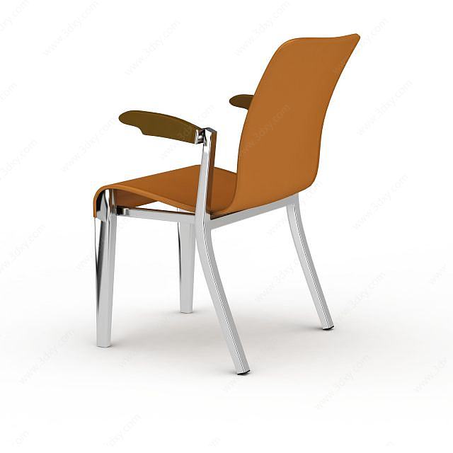 时尚橙色办公椅3D模型