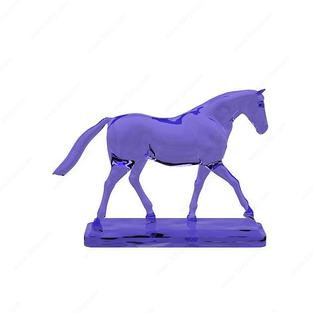 精美紫色骏马工艺品3D模型