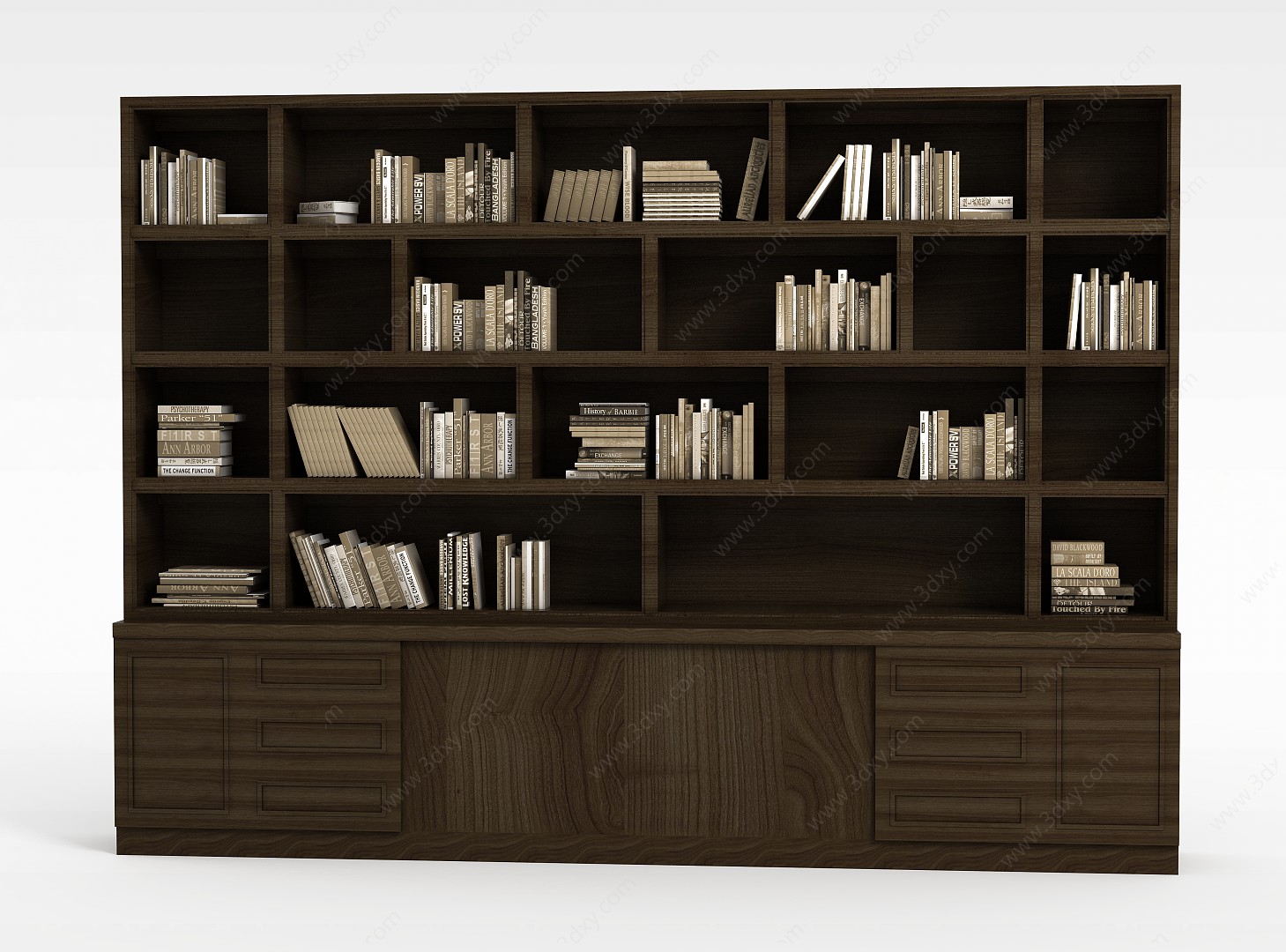 现代黑色实木书柜3D模型