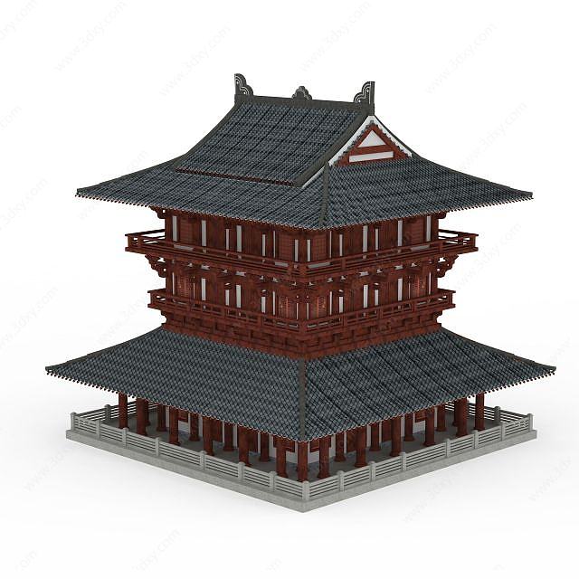 中式古建塔楼3D模型