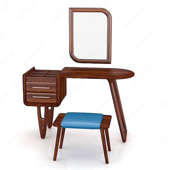 精美欧式梳妆台桌椅套装3D模型