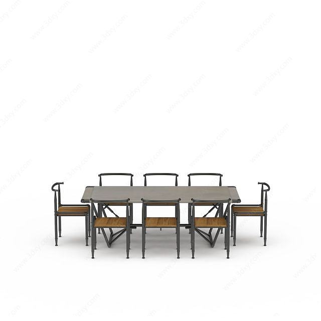 户外简易餐桌餐椅组合3D模型