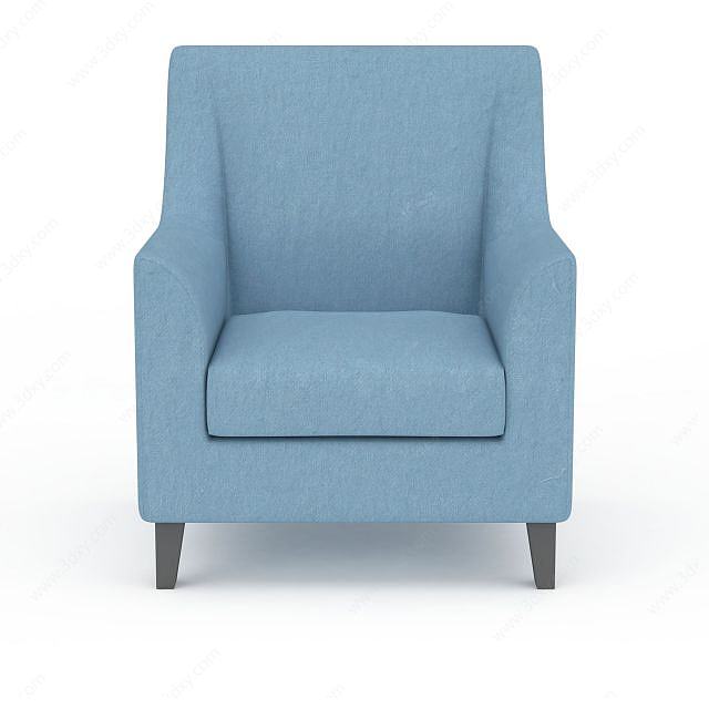 精品蓝色布艺沙发椅3D模型
