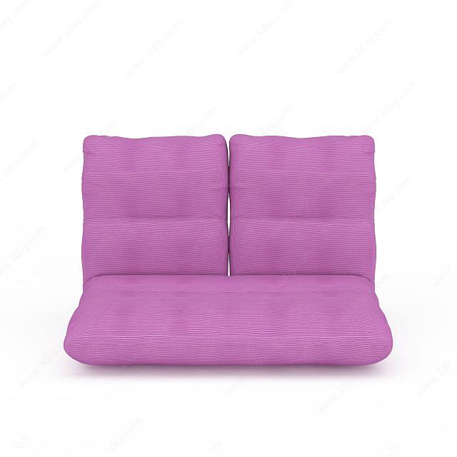 精品紫色布艺沙发床3D模型