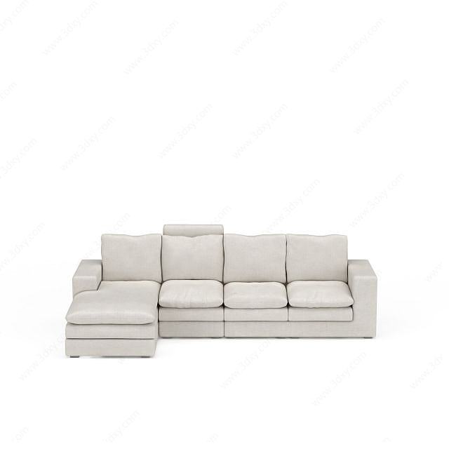 现代白色布艺组合沙发3D模型