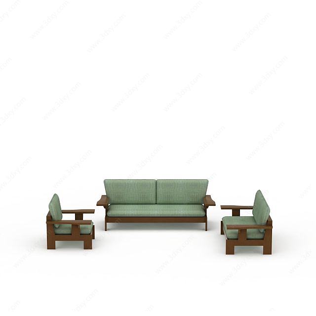 现代浅绿色组合沙发3D模型