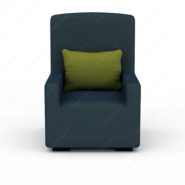 蓝色单人沙发椅3D模型