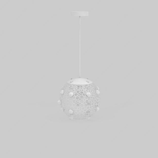 创意白色球形吊灯3D模型