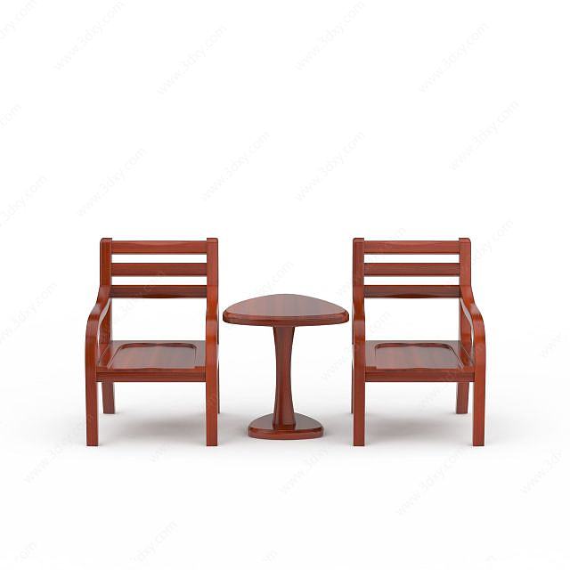 中式红木休闲椅茶几3D模型