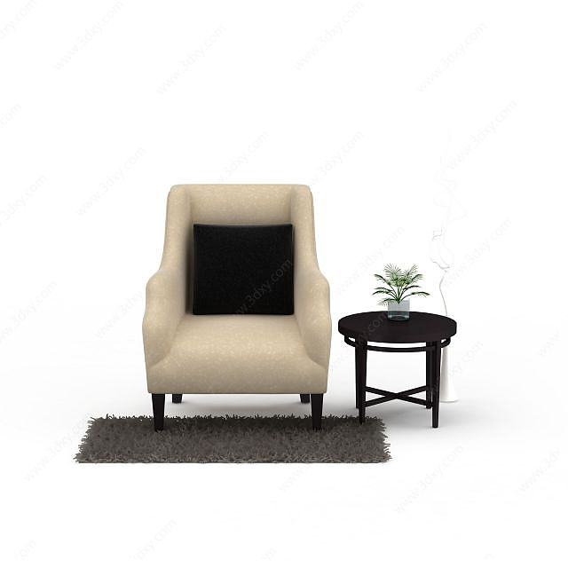 地中海风情米色沙发椅3D模型