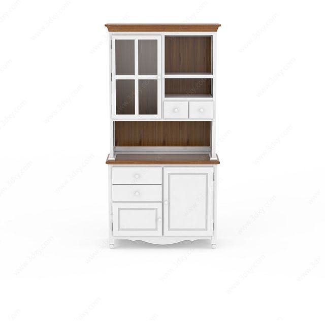 精品白色实木厅柜3D模型