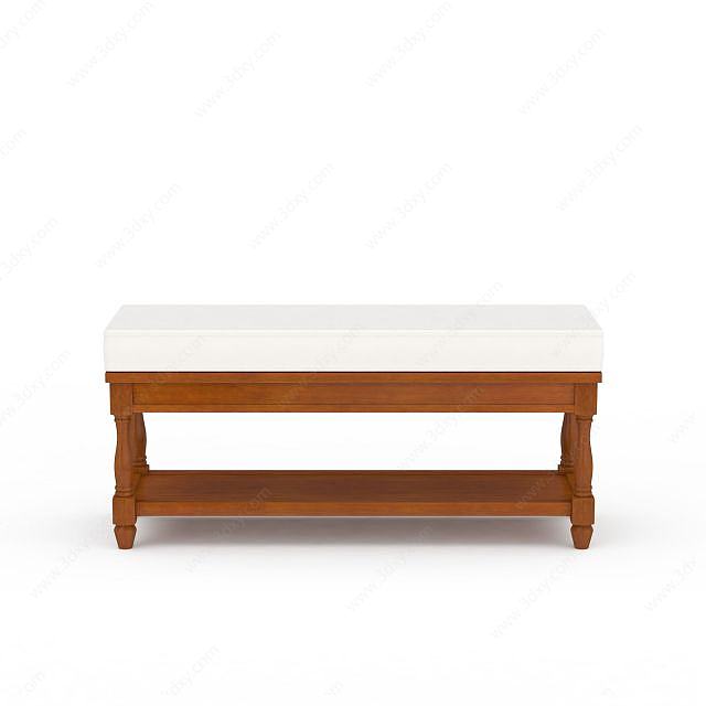 简约实木床尾凳3D模型