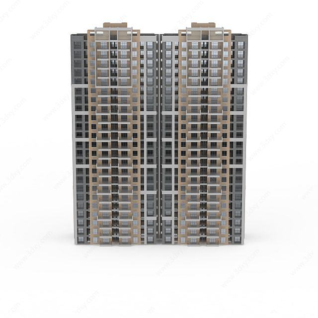 现代高层居民楼3D模型