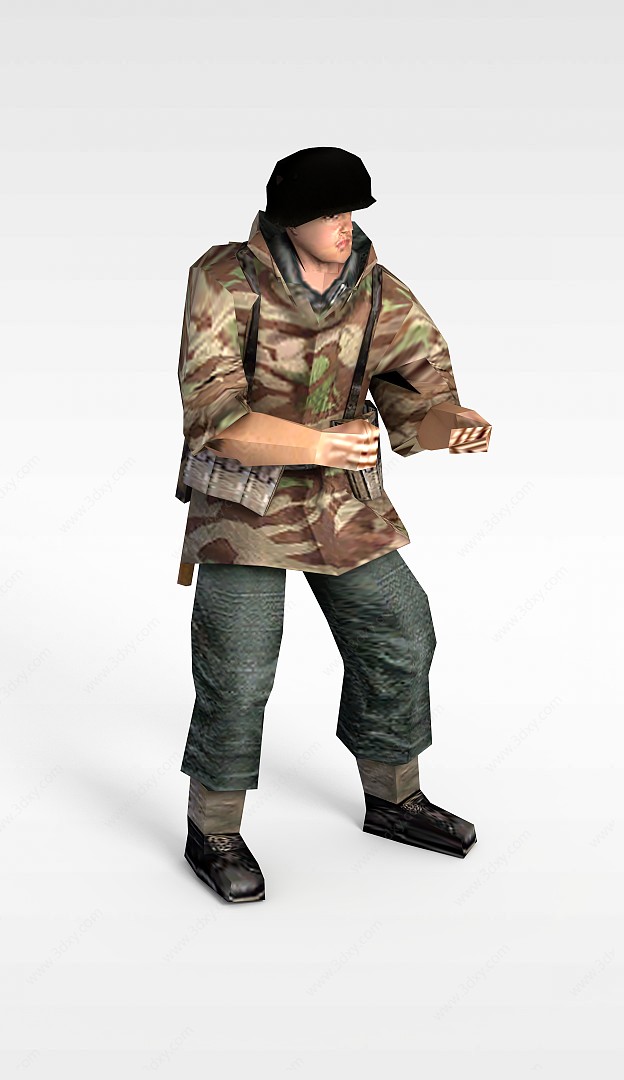 军人战士男人3D模型