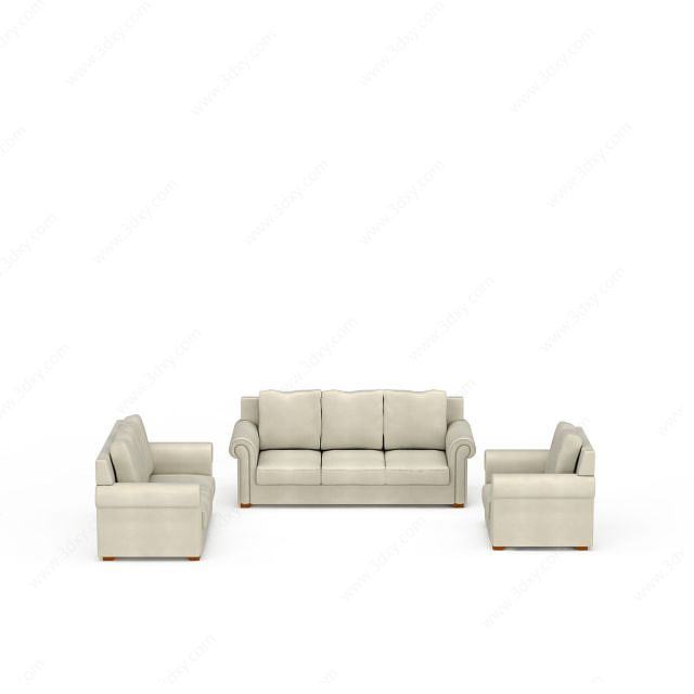 现代白色组合沙发3D模型