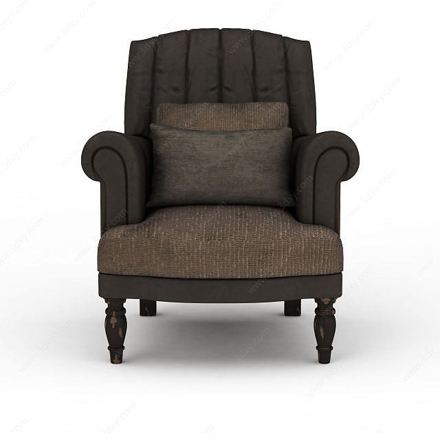 精品深灰色布艺沙发椅3D模型