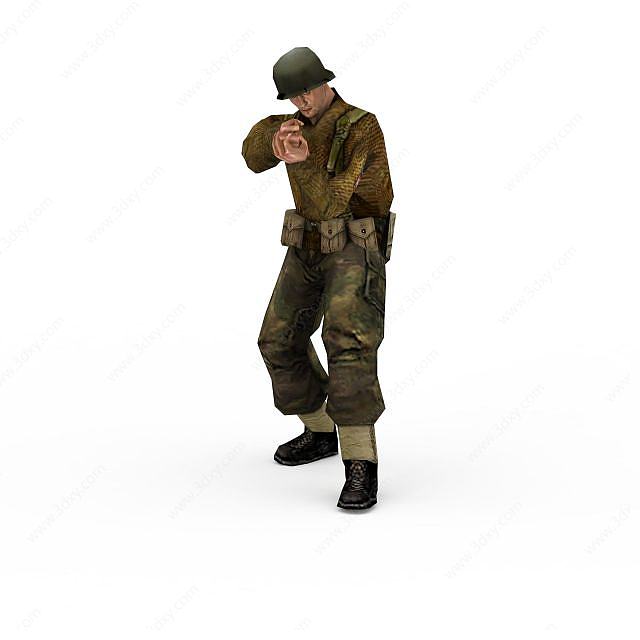 军人欧美士兵战士3D模型
