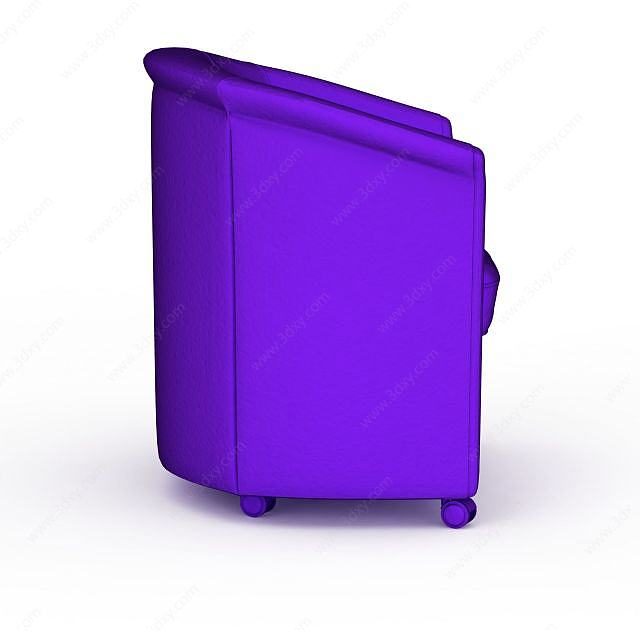精品紫色布艺沙发3D模型