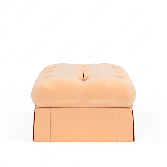 精品粉色布艺沙发凳3D模型