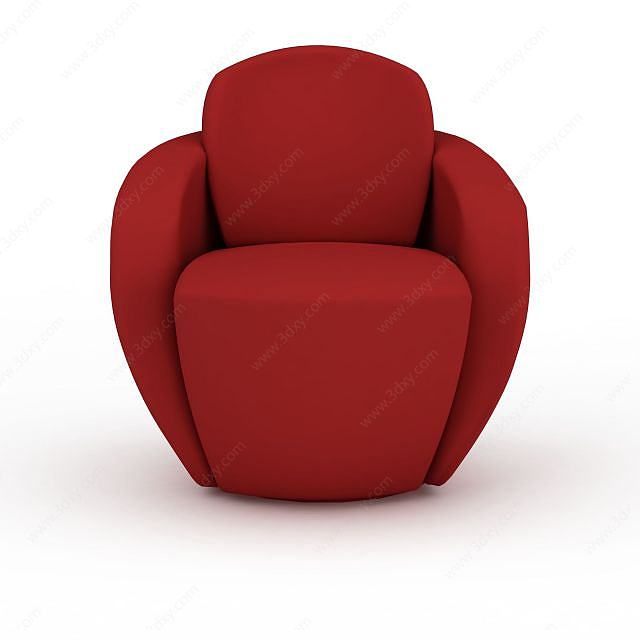 现代红色软包沙发3D模型