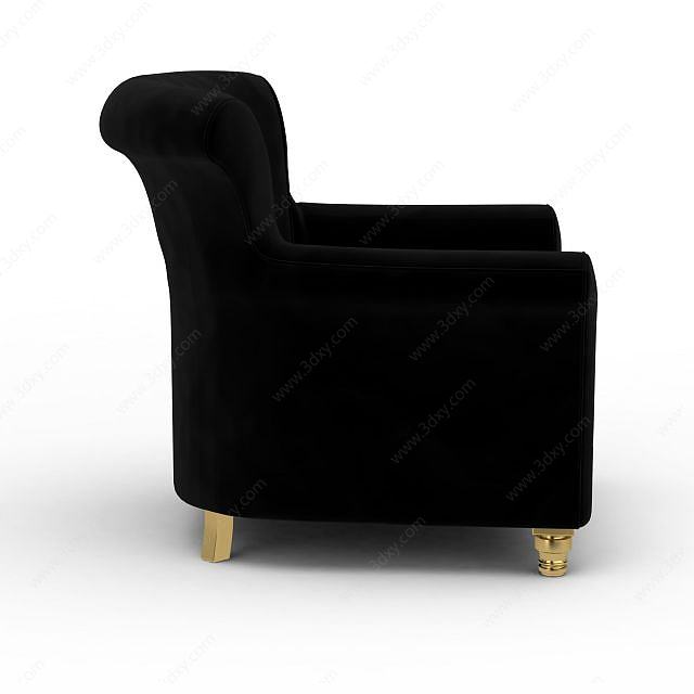 精品黑色布艺沙发3D模型