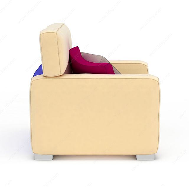精品米色布艺单人沙发3D模型