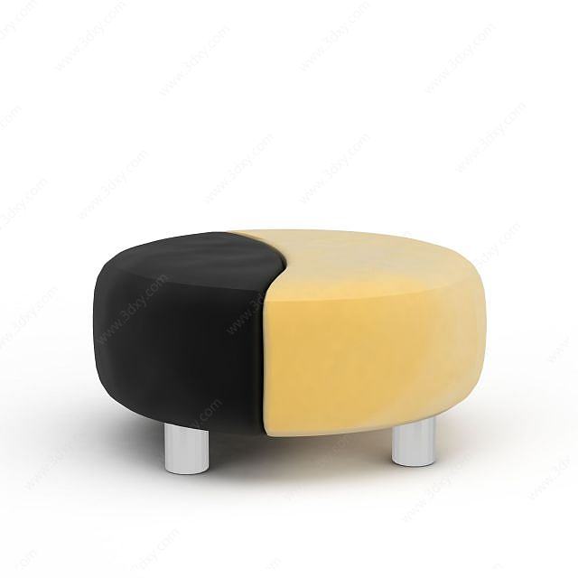 精品拼色沙发圆凳3D模型