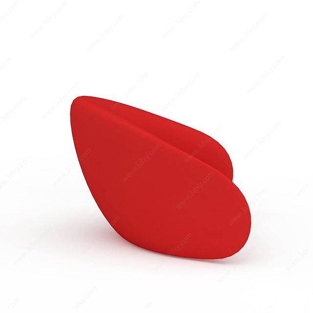 时尚大红色休闲沙发3D模型