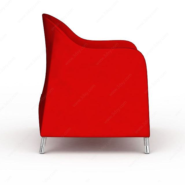 时尚大红色沙发凳3D模型