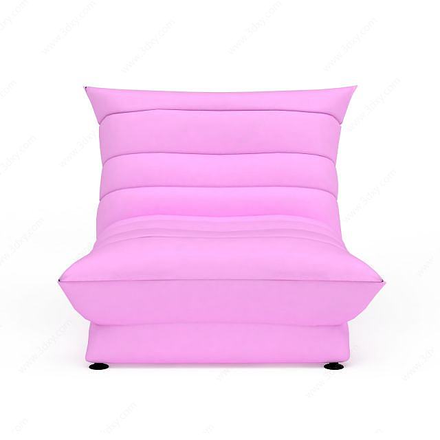 时尚粉红色休闲布艺沙发3D模型