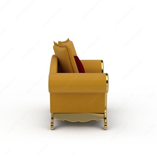 时尚姜黄色布艺沙发3D模型