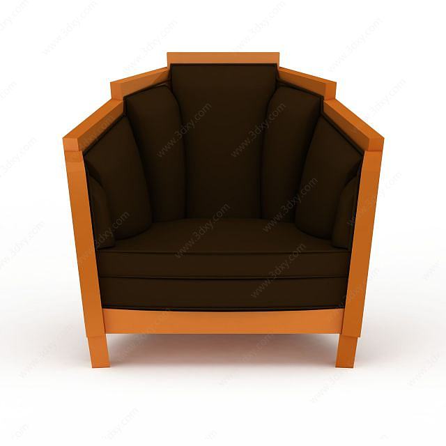 现代实木沙发椅3D模型