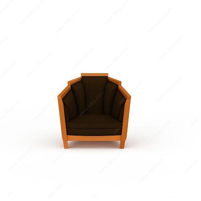 现代实木扇形沙发3D模型