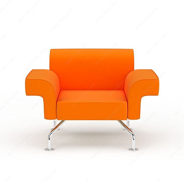 时尚橙色布艺沙发3D模型