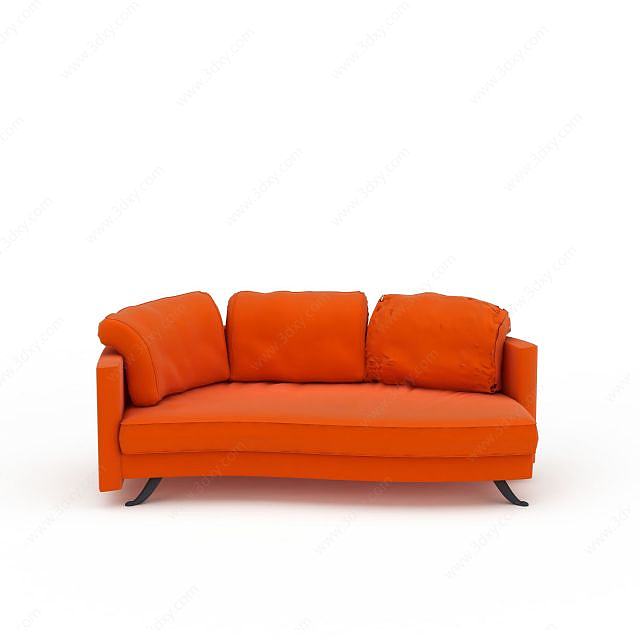 时尚橙色布艺休闲沙发3D模型