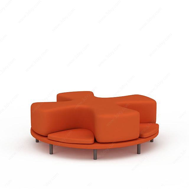 时尚橙色沙发椅3D模型