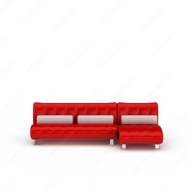 时尚红色多人沙发3D模型