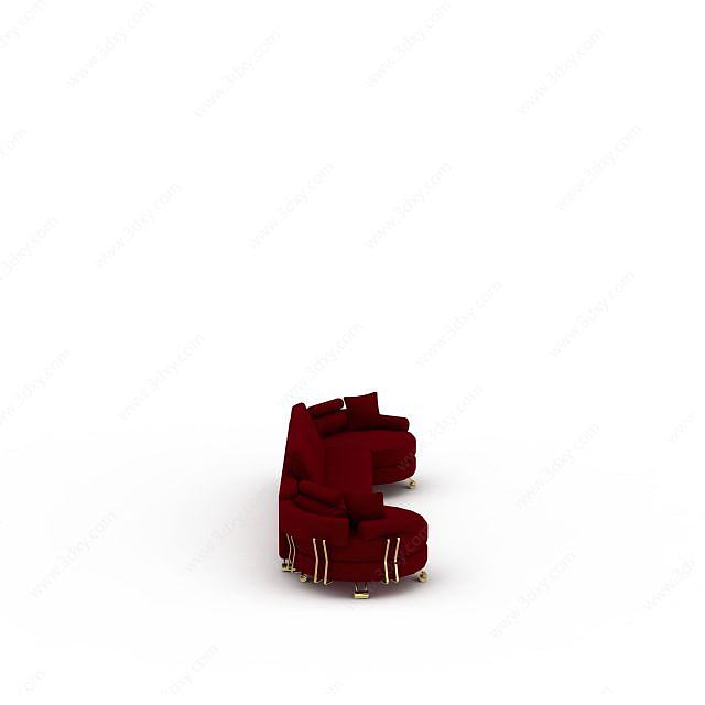 精美红色布艺休闲沙发3D模型