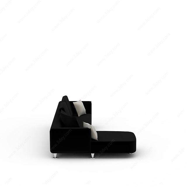 时尚黑色布艺转角沙发3D模型