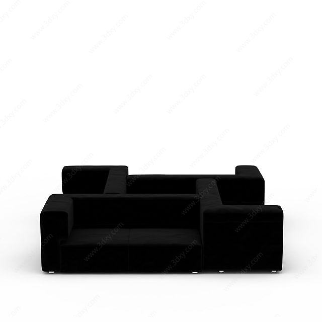 创意黑色布艺多人沙发3D模型