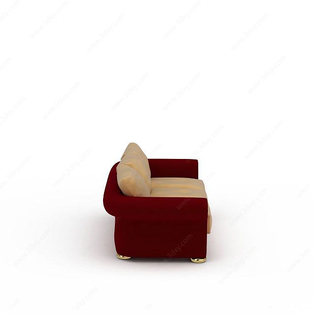 现代红色布艺沙发3D模型