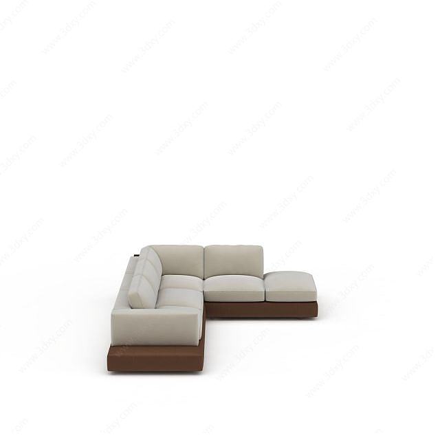 现代白色布艺多人沙发3D模型