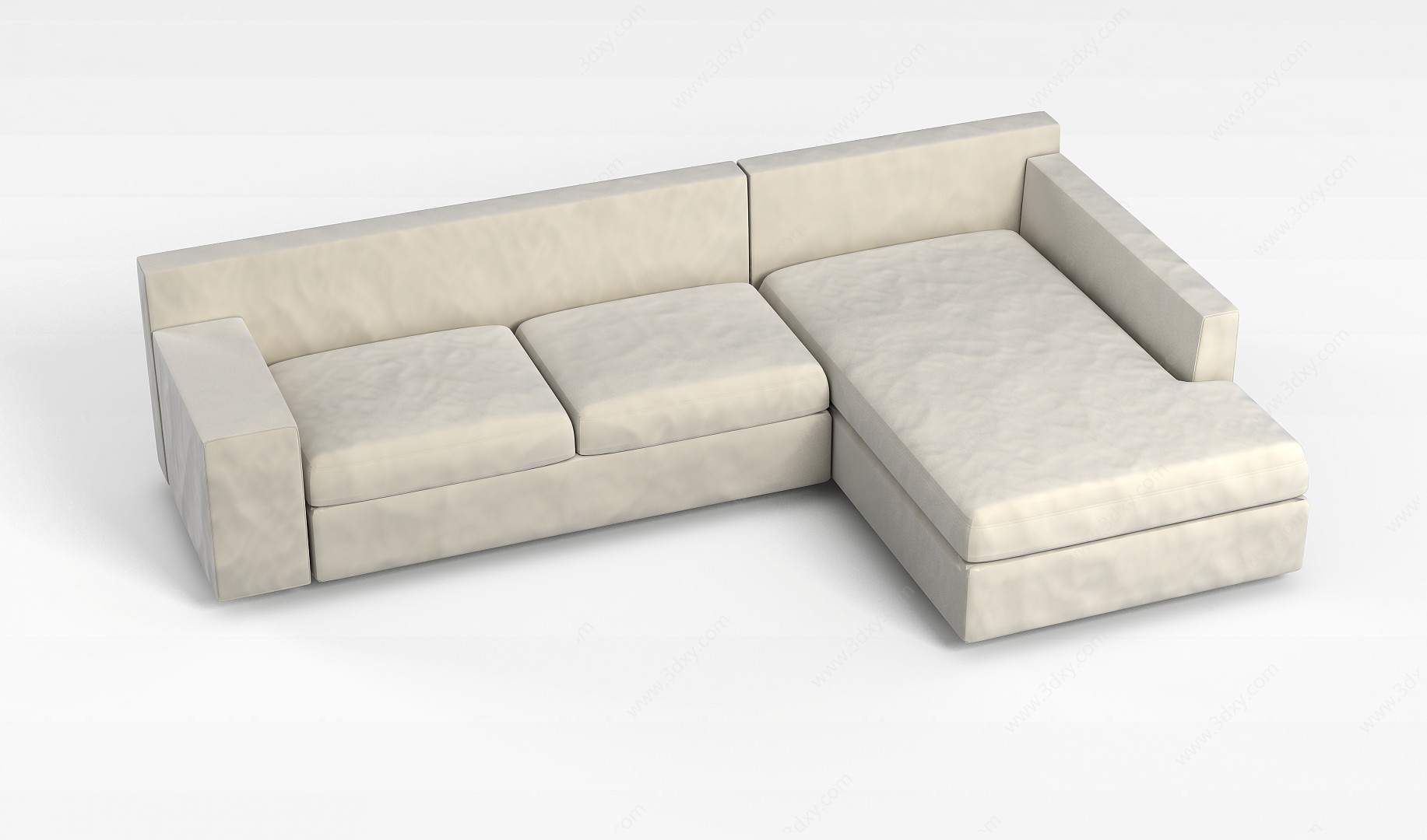 现代米色布艺沙发3D模型
