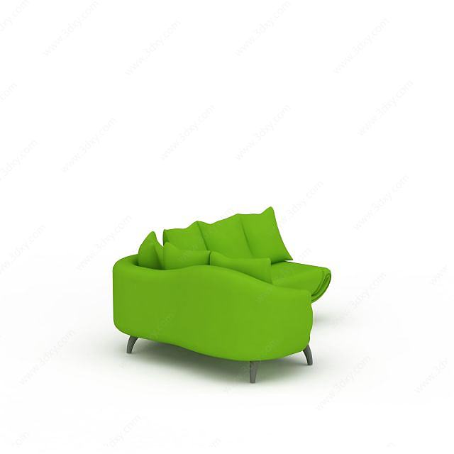 时尚绿色多人沙发3D模型