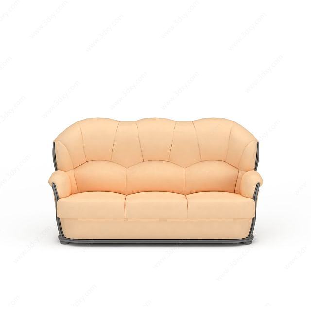 美式软包多人沙发3D模型