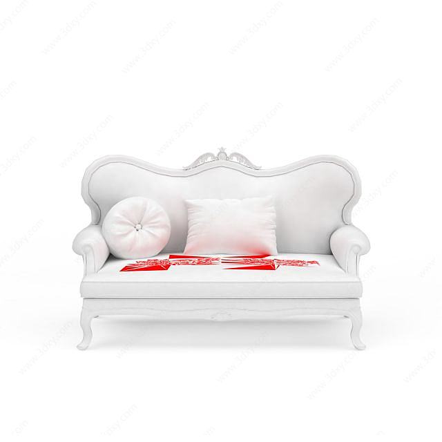 精品白色双人沙发3D模型
