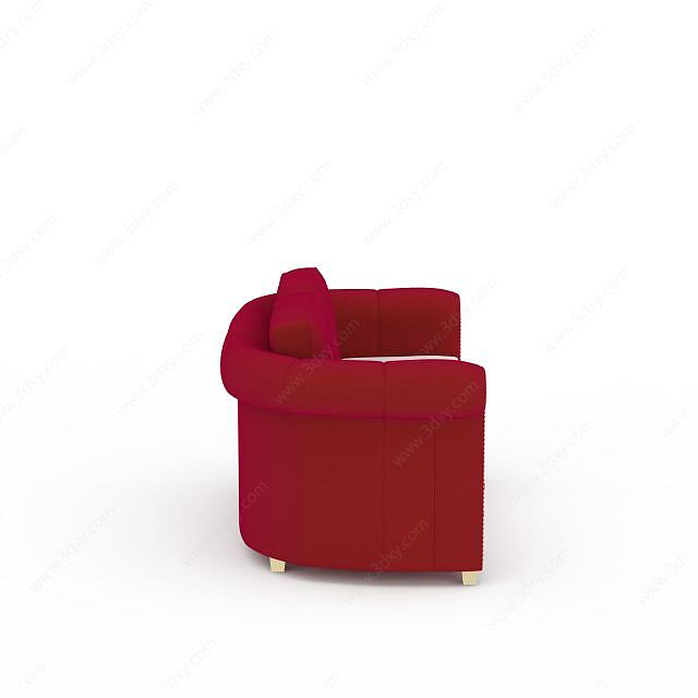 现代红色布艺双人沙发3D模型
