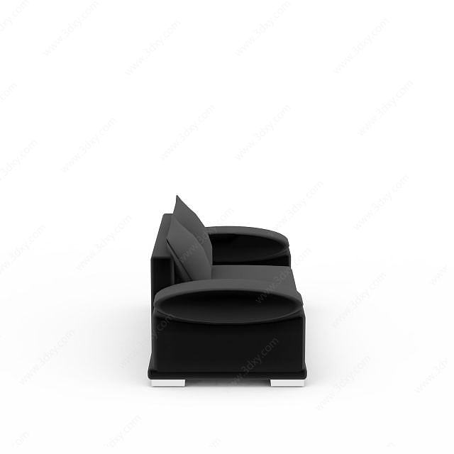 现代灰色绒布双人沙发3D模型