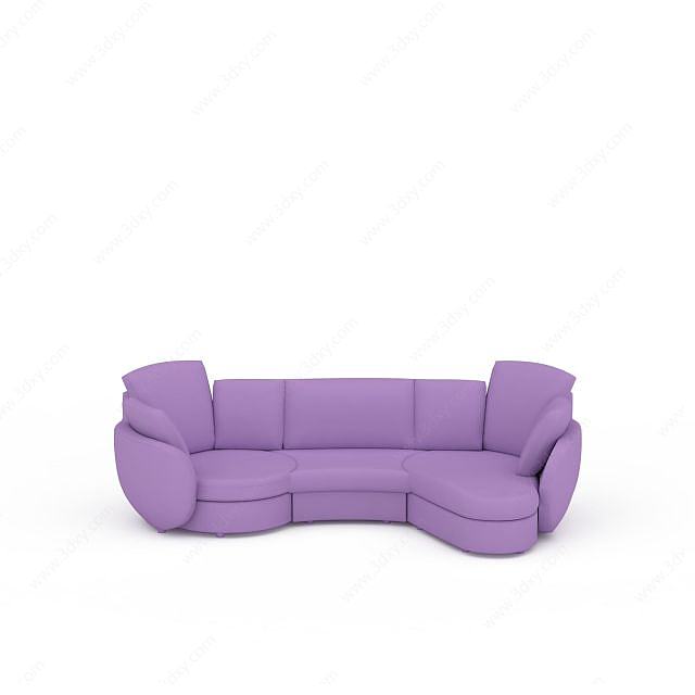时尚浅紫色布艺多人沙发3D模型