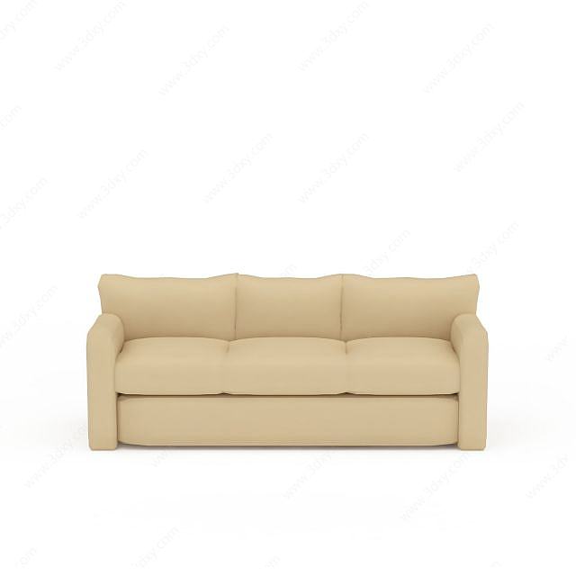 现代裸色布艺沙发3D模型